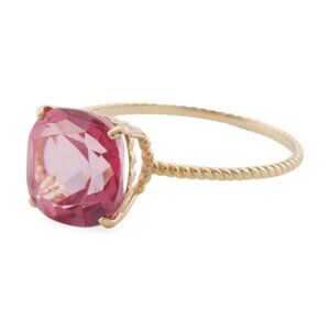 GEMOLIO 14kt Gold Pink Topaz Rope Ring
